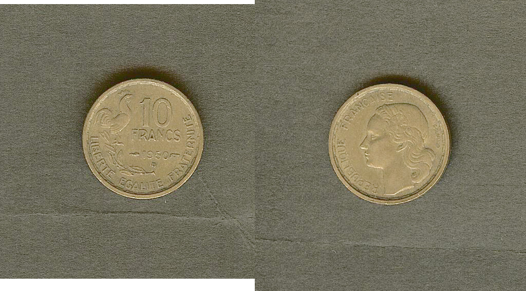 10 francs Guiraud 1950 Beaumont-Le-Roger TTB++